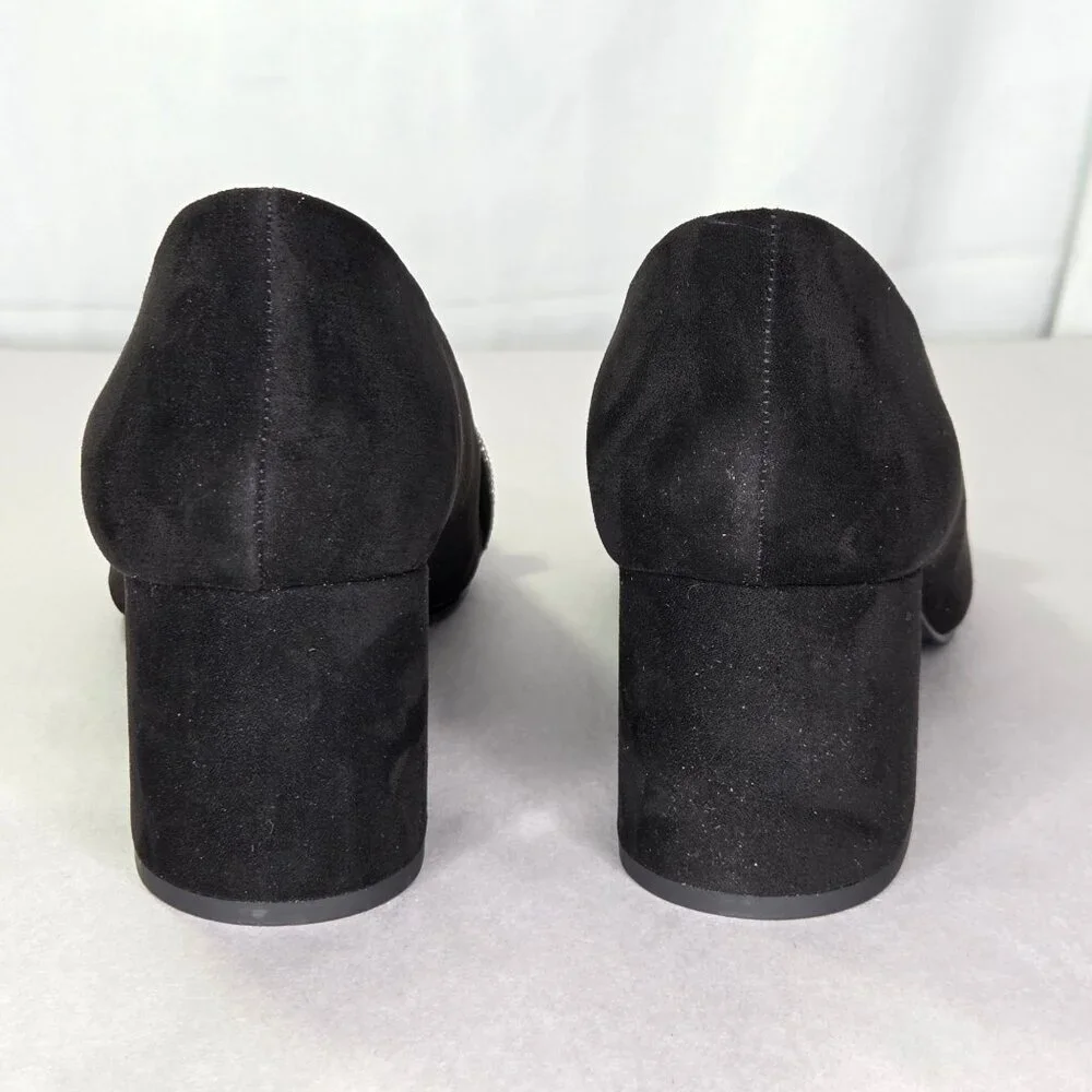 NWT Bella Vita Marigold Jewel Knot Square Toe Pumps - Black Suede